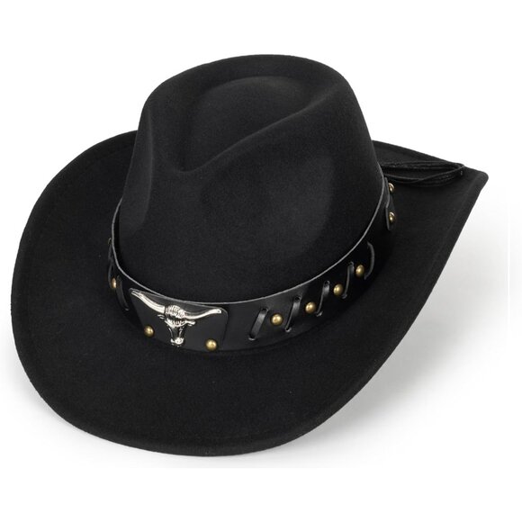 Unisex Felt Cowboy Hat Wide Brim Sun Protection Western Costume Accessory - Picture 7 of 8